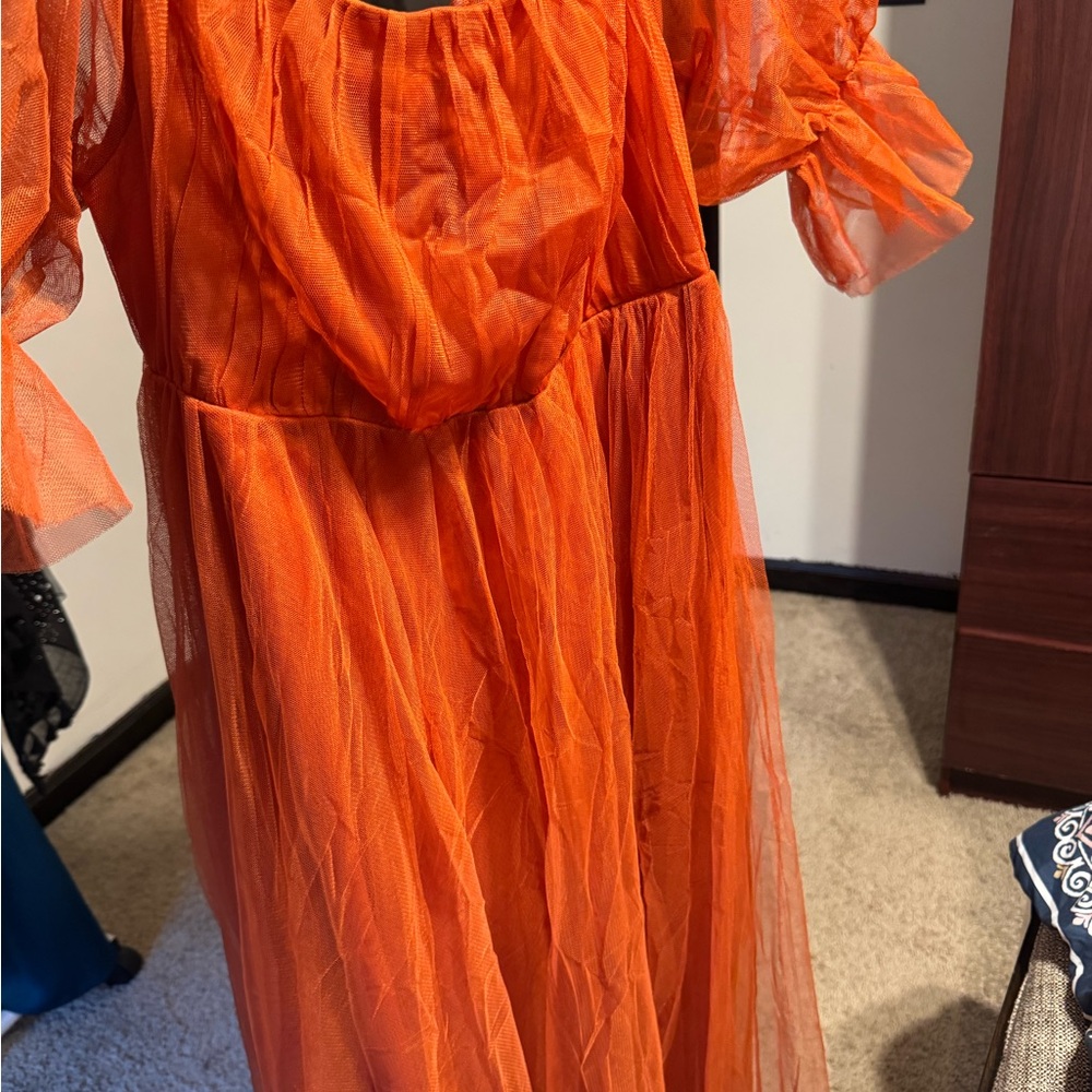 Orange maternity net dress